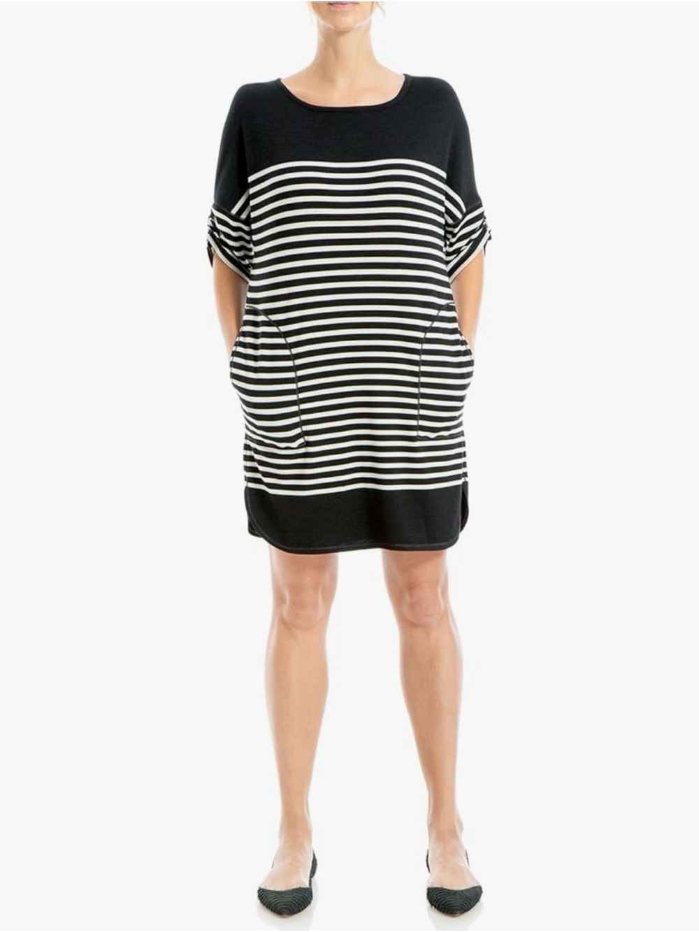 Max Studio Black and White Striped Mini Dress